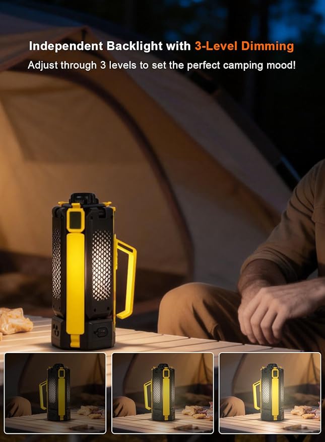 Rechargeable Telescopic Camping Light, 15000mAh Collapsible Lantern with 270° Rotation & Dimming, Portable Flashlight, Waterproof Tent Light for Outdoor Camping, Hiking, Barbecue, Fishing & Emergency