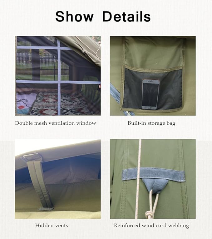 UNISTRENGH Waterproof Inflatable Cotton Camping Tent with Hand Pump Pop Up Outdoor 5-8 Person Glamping Tent House Breathable Large Luxury Tent
