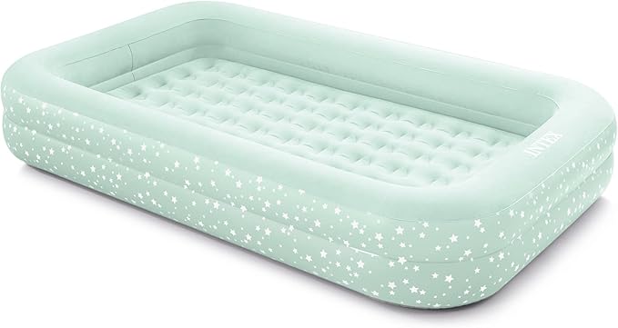 Intex Kids Travel Air Mattress Inflatable Bed Set with Raised Sides, Hand Pump, and Carrying Bag for Camping Trips and Sleepovers, (3 Pack)