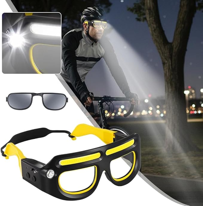 LED Glasses Rechargeable Headlight Glasses with Motion Sensor and Touch Control, Adjustable EDC Headlamp Flashlight Glasses with Lights, 5 Modes USB C Light up Hands-Free Glasses for Camping Emergency