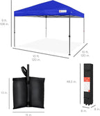 Best Choice Products 10x10ft Pop Up Canopy Tent, Outdoor Shade, 1 Person 1 Minute Set Up, Carry Case, 4 Weight Bags - Resort Blue