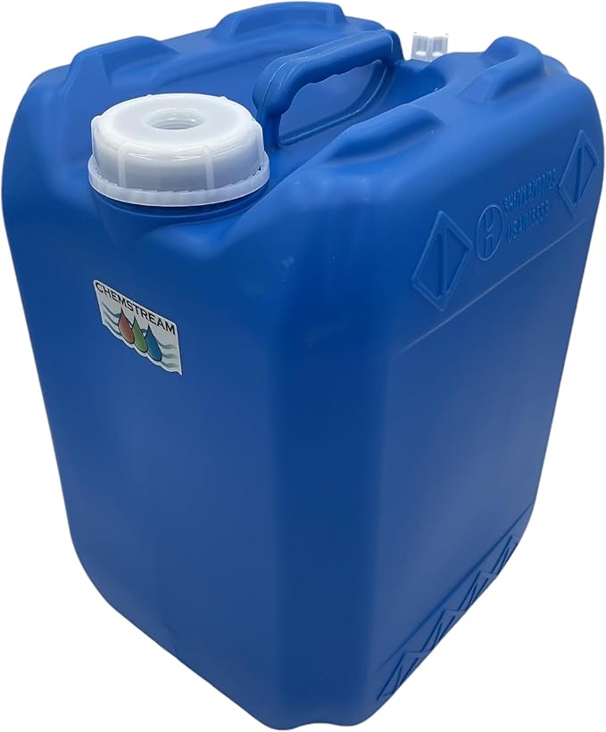 5 Gallon Stackable Emergency Water Storage Container | Beverage Dispenser | Carboy | Jerrican | 70MM Cap with 3/4" punchout for Spigot | 1 Pack | 1 Spigot | 1 Cap Wrench | 5 Gallon Capacity
