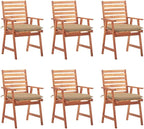 Patio Dining Chairs ,Bistro Chair,Camping Chair,Armchair,Outdoor Chairs,Beach Chair,Fishing Chairs,Barbecue Chairs,for Deck, poolside,Camping,Beach,Campsite,6 pcs with Cushions Solid Acacia Wood