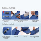 Ergonomic Inflating Sleeping Pad with Foot Pump and Storage Bag, and Wear for Office, Camping, and Outdoor Use (Navy Blue)