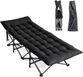 VINGLI Folding Camping Cot Bed,Camping Cots for Adults with Mattress, Cots for Sleeping with Pillow 1200D Layer Oxford for for Guest-Black 1P