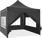 COBIZI 10x10 Pop Up Canopy Tent 10x10 Canopy with 4 Sidewalls Waterproof Heavy Duty Commercial Canopy Tent for Parties Outdoor Garden Gazebo, Carry Bag with Wheel(10x10ft, Black)