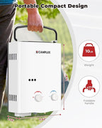 Camplux Tankless Water Heater, 1.32 GPM Portable Propane Outdoor Camping Water Heater, 5L, AY132, White