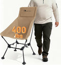 MOON LENCE Oversized High Back Camping Chair for Adults, Height Adjustable Folding Chair with 400 lbs Capacity, Hidden Pillow Pocket and Wide Seat for Camping, Base Camp, Fishing, Overlanding, Khaki