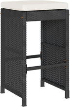 Patio Bar Stools with Cushions 6 pcs Black Poly Rattan Dinning Chairs Camping Chair Camping Chairs Porch Chairs for Outdoor Dining Bedroom Patio