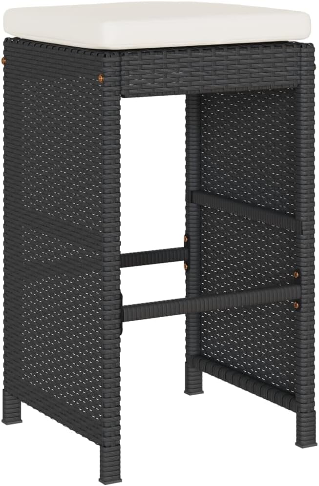 Patio Bar Stools with Cushions 6 pcs Black Poly Rattan Dinning Chairs Camping Chair Camping Chairs Porch Chairs for Outdoor Dining Bedroom Patio