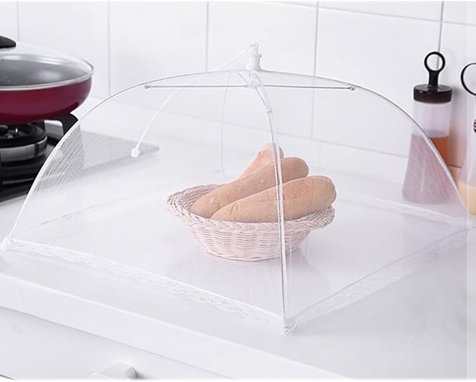 Simply Genius Pop-Up Mesh Food Cover Tent - 17 x 17 in, White, 3-Pack, Compact - Camping Essentials & Picnic Food Covers - Outdoor Party Essentials