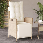 Reclining Patio Chair with Footrest Beige Poly Rattan Porch Chairs Camping Chairs Patio Chairs Living Room Chairs for Dining Patio Bedroom Outdoor