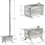 unho Outdoor Wood Burning Stove for Camping, Stainless Steel Chimney Pipe, Outdoor Heating & Cooking Hot Tent Stove