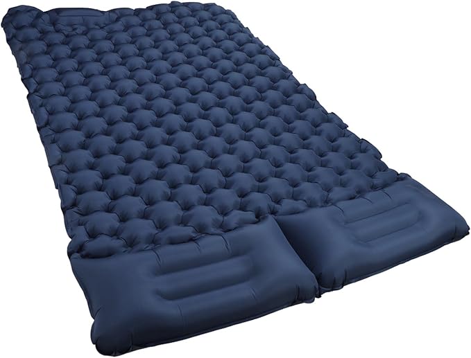 Alomejor Sleeping Pad, Self Inflating Camping Mat with Built in Foot Pump for Outdoor Hiking 49.2x77.1in Navy