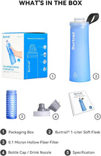 1.0L Collapsible Water Filter Bottle, BPA-Free Ultralight & Durable Squeeze Bottle with 42mm Filter Cap Cartridge, Filtered Water Bottle for Camping, Hiking, Backpacking, Survival & Travel