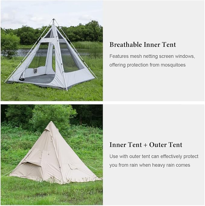 Outdoor Pyramid-Shaped Camping Tent Fully Automatic Tent Oxford Cloth Waterproof Backpacking Tent