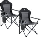 EVER ADVANCED Folding Camping Chair with High Back Padded 2 Pack Oversized Portable Lawn Chairs Lightweight Sturdy Steel Foldable Outdoor Camp Chair for Adults, Black