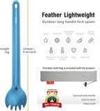TiTo Titanium Long Handle Spork and Spoon Eco-Friendly Ultralight Portabale Flatware for Outdoor Camping Backpacking Hiking Travel Picnic Tableware with Bag (2Pcs Blue)