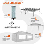 Heavy Duty Pop Up Canopy, Carport Canopy with UV Protection, Waterproof Fabric, Adjustable Heights, and Easy Assembly – Ideal for Outdoor Events, Camping, and Carports (10 x 20) (White)
