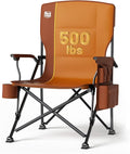 Timber Ridge 500lbs Oversized Folding Camping Chair, Heavy Duty Lawn Chair for Adults, Portable Collapsible High Back Chair with Cup Holder, Side Pocket Cooler Bag, for Outdoor, Sports, Orange