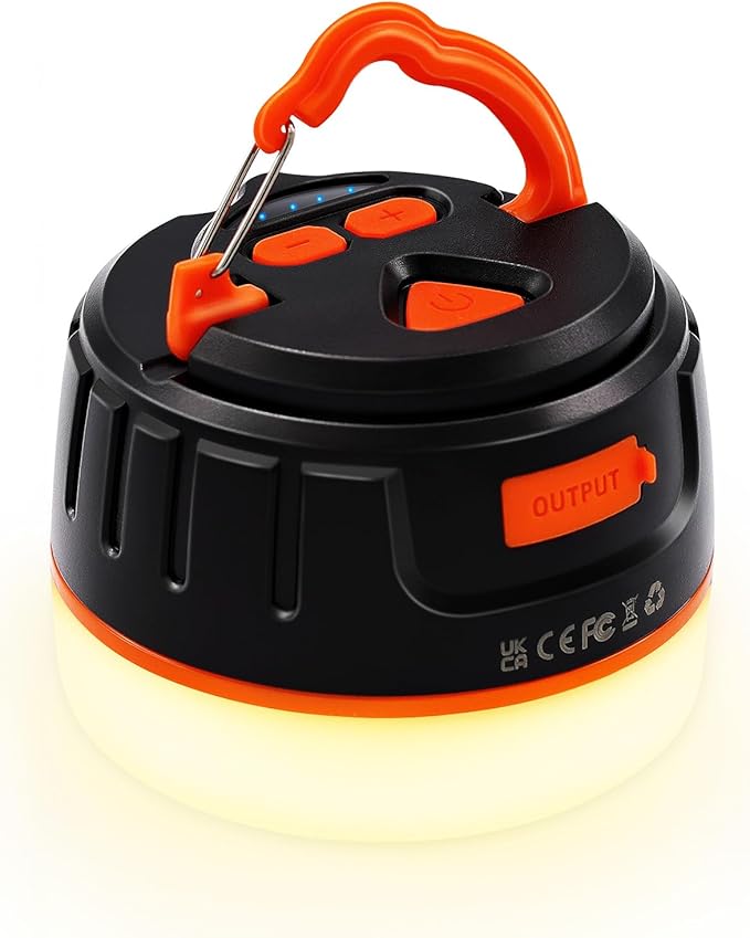 Rechargeable LED Camping Lantern, 300H Runtime, 6400mAh, IPX5 Waterproof Tent Light for Camping, Hiking, Power Outages, Home, Emergency - Standard Edition,Orange