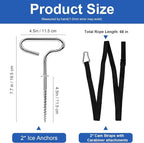 Deluxe Shelter Tie Down Kit 24260 Fit for Eskimo Ice Fishing Tent, Ice Shelter Anchors Accessories for Setting Up Shelter Shanty - Includes 2 Cam Straps & 2 Self-tapping Ice Anchors with Strong Grip