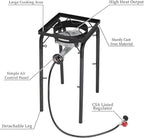 ROVSUN 200,000 BTU Powerful Propane Burner, High Pressure Portable Single Gas Stove Cooker with Adjustable Height & 20psi Regulator for Outdoor Camp Cooking Home Brewing Turkey Frying Maple Syrup Boil