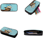 Daisy Butterfly and Horse Patterns 3 Pieces Book Bag Set with Large Capacity Pencil Case Lunch Bag, Study Supplies for Boys Lightweight Stylish Cool School Bag Gift