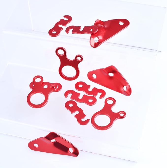 TRIWONDER Guyline Cord Adjuster Rope Tensioner Tent Guy Line Paracord Tightener Loop Alien Aluminum Alloy for Camping Hiking (Red - 12 Pack)