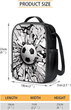 Football Design Book Bag with Portable Lunch Bag and Large Capacity Pencil Box, Lightweight Elementary Kindergarten Schoolbag for Kids Hiking Traveling Festival Gift