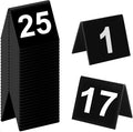 25 Pcs Acrylic Double Sided Table Numbers 1-25, Tent Style Table Tents for Restaurant Wedding Party Banquets Reception Events, Black, 2.48 x 2.17 Inches