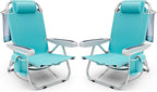 Tangkula Set of 2 Backpack Beach Chair, 5-Position Lightweight Folding Lay Flat Beach Chairs with Storage Bag, 2 Cup Holders, Towel Bar, Backpack Straps