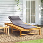 Sun Lounger with Dark Gray Cushion and Pillow Solid Wood Acaciatanning Chair Camping Chairs Patio Chairs Recliner chairSuitable for Gardens, courtyards