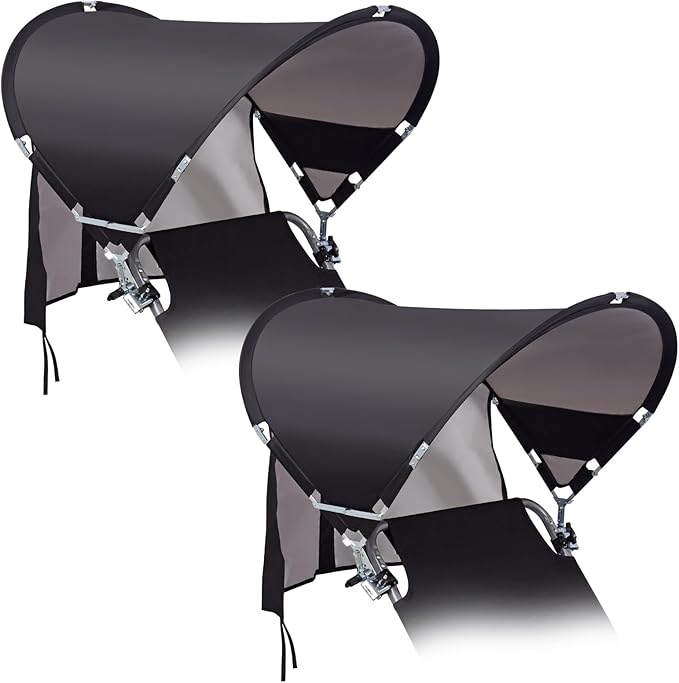 XL Universal Beach Chair Umbrella Canopy, UPF 50+ Chair Sun Shade Attachment with Adjustable Clamp for Camping, Lawn, Wheelchair, Tanning, Zero Gravity, Lounge, Outdoor Chairs, Oversized, 2 Pack
