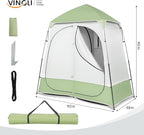 VINGLI 2 Room Shower Tent, 7.5 FT Instant Pop Up Shelter with Carrying Bag, Privacy Changing Room Tent,Perfect for Portable Toilet, Camping, Dressing, Outdoor Indoor, Easy Set Up