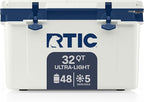 RTIC Ultra-Light 32 Quart Hard Cooler Insulated Portable Ice Chest Box for Drink, Beverage, Beach, Camping, Picnic, Fishing, Boat, Barbecue, 30% Lighter Than Rotomolded Coolers