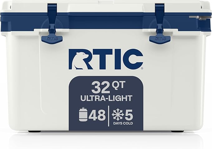 RTIC Ultra-Light 32 Quart Hard Cooler Insulated Portable Ice Chest Box for Drink, Beverage, Beach, Camping, Picnic, Fishing, Boat, Barbecue, 30% Lighter Than Rotomolded Coolers