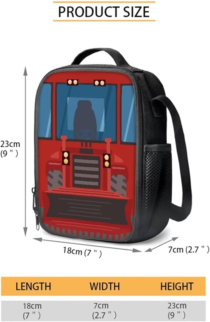 3 Pieces Cartoon Fire Truck Printing Book Bag Set with Large Capacity Lunch Bag and Pencil Box, Bag Set for Travel Picnic Activities Outdoor Festival Gift