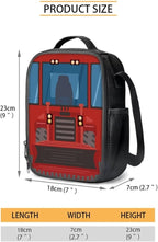 3 Pieces Cartoon Fire Truck Printing Book Bag Set with Large Capacity Lunch Bag and Pencil Box, Bag Set for Travel Picnic Activities Outdoor Festival Gift