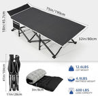 HABUTWAY Camping Cot with Mattress, 32" Extra Wide Camping Cots for Adults, Sleeping Cot for Adults Holds Up to 600LBS, Cots for Sleeping, Camp, Rv, Beach, Patio, Office Naps(Black)
