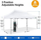 COBIZI 10x20 Pop Up Canopy Tent,10x20 Canopy with 6 Sidewalls,Waterproof Heavy Duty Commercial Canopy Tent for Parties Outdoor Garden Gazebo, Carry Bag with Wheel(10x20ft, White)