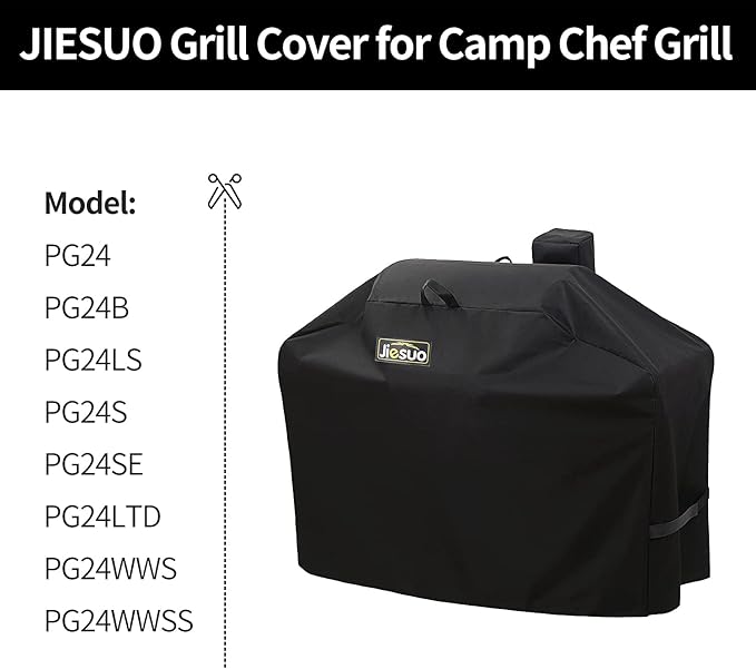 Pellet Grill Cover for Camp Chef DLX 24, SmokePro 24, PG24, SG24, Woodwind Pellet Grills, Heavy Duty Waterproof Outdoor Barbeque Grill Accessories