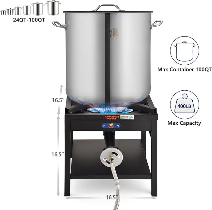ARC Single Burner Propane Stove, 200,000BTU High-Pressure Outdoor Propane Stove Cooker Propane Burner, 16.5" Heavy Duty Burners for Outdoor Cooking Turkey Fry,Crawfish Boil,Homebrewing