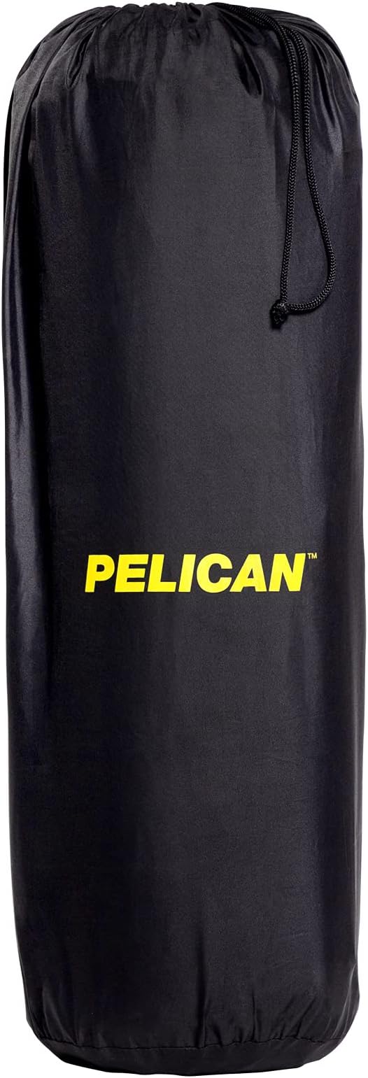 Pelican Self Inflating Sleeping Pad w/Pillow & Arm Rest, Camping Gear - Waterproof Foldable Lightweight Air Mattress - Memory Foam Sleeping Mat for Hiking, Backpacking - Travel Accessories - Black