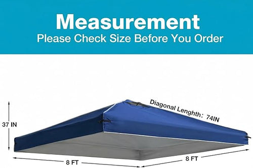 8x8 Canopy Replacement Top Cover with Air Vents for ez up Pop up Canopy Gazebo Tent with Adjustable Straps,Waterproof & Anti-UV for Outdoor Shade (Top Only,Frame Not Included) (Navy Blue)