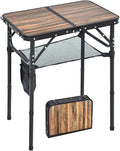 Mini Folding Camping Table - 2ft Lightweight Adjustable Height with Carry Handle, Anti-Stain Desktop for Outdoor Glamping/Picnic/Patio & Indoor Decor (24" L×16" W)