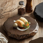 Camping Plates White Special-Shaped Ceramic Stone Pattern Western Dinner Plate Flat Plate Tray Dish Plate Hotel Restaurant Hotel Cold Dish Tableware Decorative Plate(B)