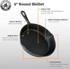 6-1/2 Inch Round Small Pre-Seasoned Cast Iron Skillet