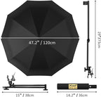 UPF 50+ Beach Umbrella with Adjustable Universal Clamp