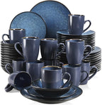 GaRcan Dinner Plate Tableware Set Vintage Ceramic Stoneware Set with Dinner&Dessert Plate,Bowl,Coffee Cups/Green-48-Piece (Blue48piece)